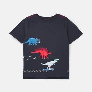 Joules Toddler Boys Archie Applique Short Sleeve Tee Dino Print 2T Blue